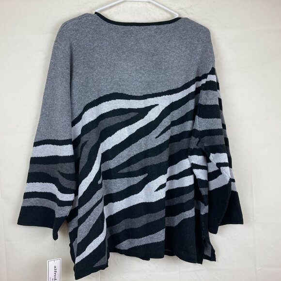 NWT Alfred Dunner Womens Plus 2X Zebra Print Knit Sweater Artsy Gray Black - Picture 6 of 6